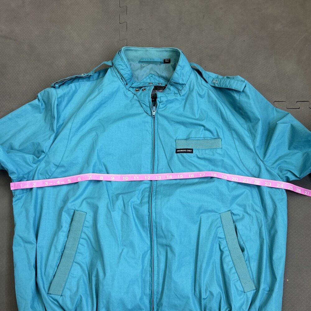 Members Only Vintage Jacket Men's Size 1X Iconic Racer Bomber Jacket Blue Green - Picture 8 of 10